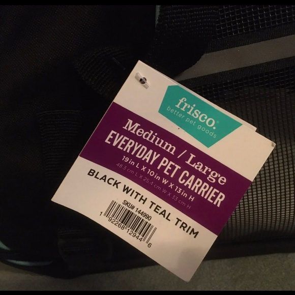 Frisco Basic Pet Carrier Bag Black with Turquoise Trim Black Sz. Med-Lg - Picture 2 of 9